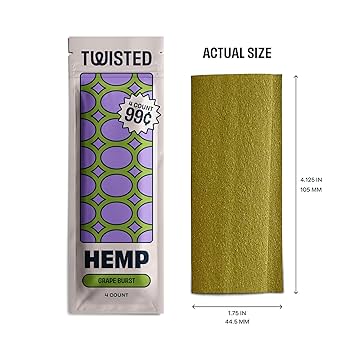 Amazon.com: Twisted Hemp Wrap 天然捲菸捲紙| 每套4 個包裝| 15